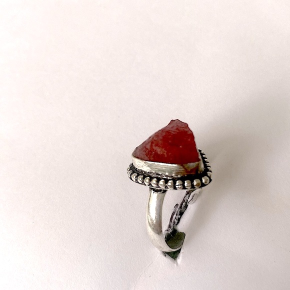 3/4 inch rough Carnelian 925 marked ring size 7 - Picture 2 of 5